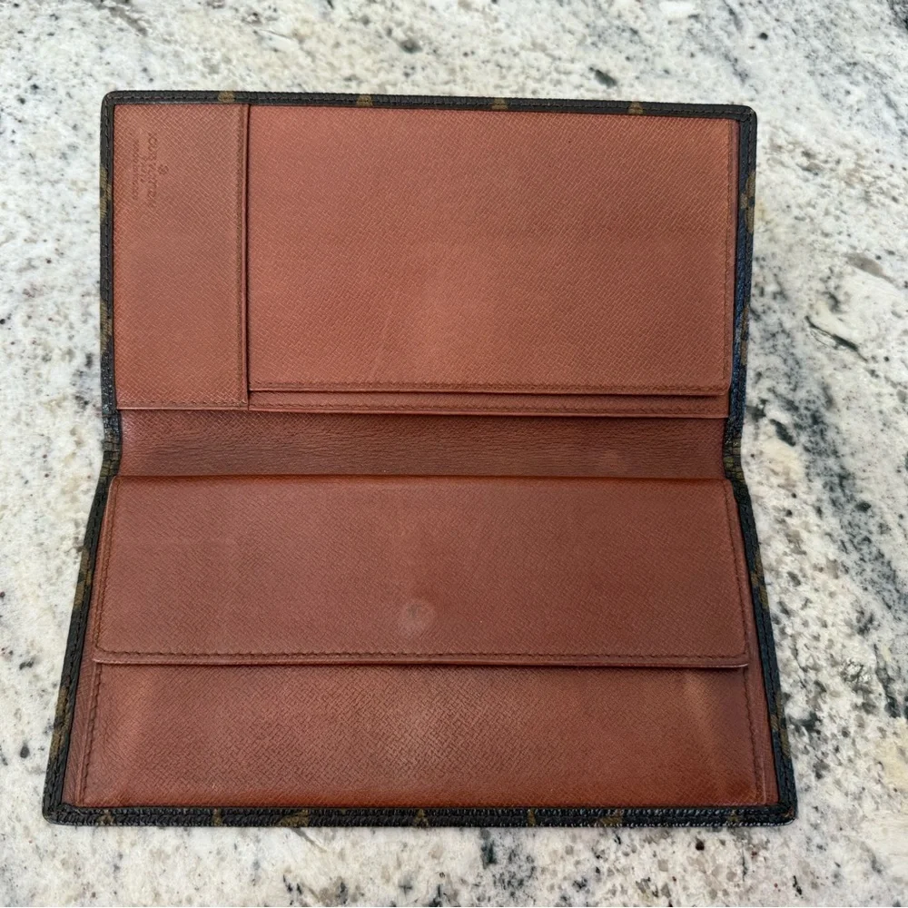 Louis Vuitton LV Monogram Long Wallet Checkbook Vintage Authentic Designer Lux